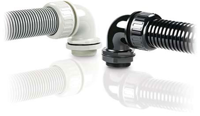 90°彎角型快插式尼龍盒接頭(塑膠浪管用)